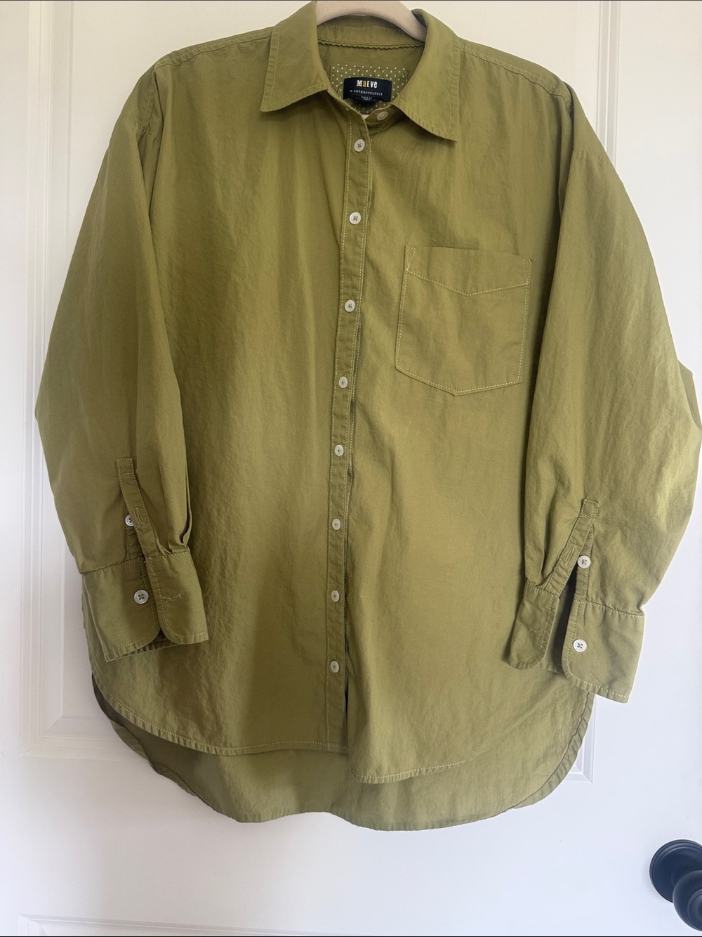Maeve Olive Green Button-Down Shirt